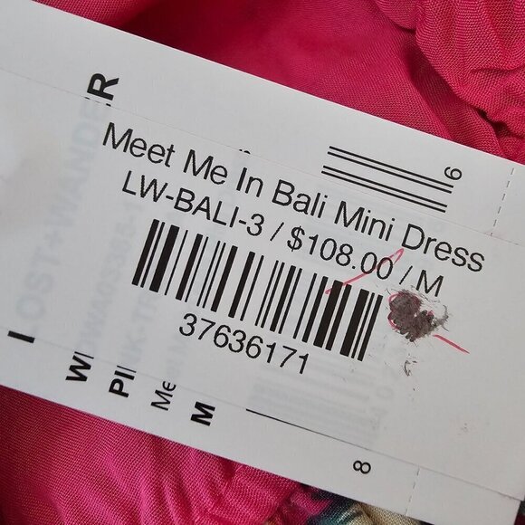 Lost+Wander Meet Me In Bali Floral Mini Smocked Dress Pink Women Medium NWT - Picture 10 of 15